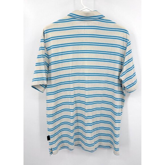 Patagonia Shirt Mens L Blue Striped Cotton In Conversion Polo Short Sleeve - Picture 3 of 5